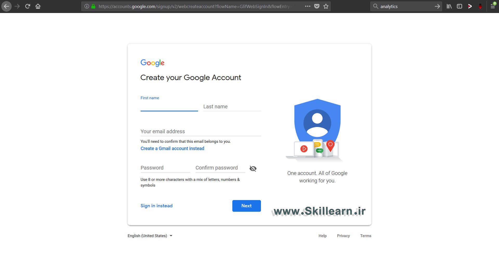 ایجاد اکانت گوگل با ایمیل شرکتی